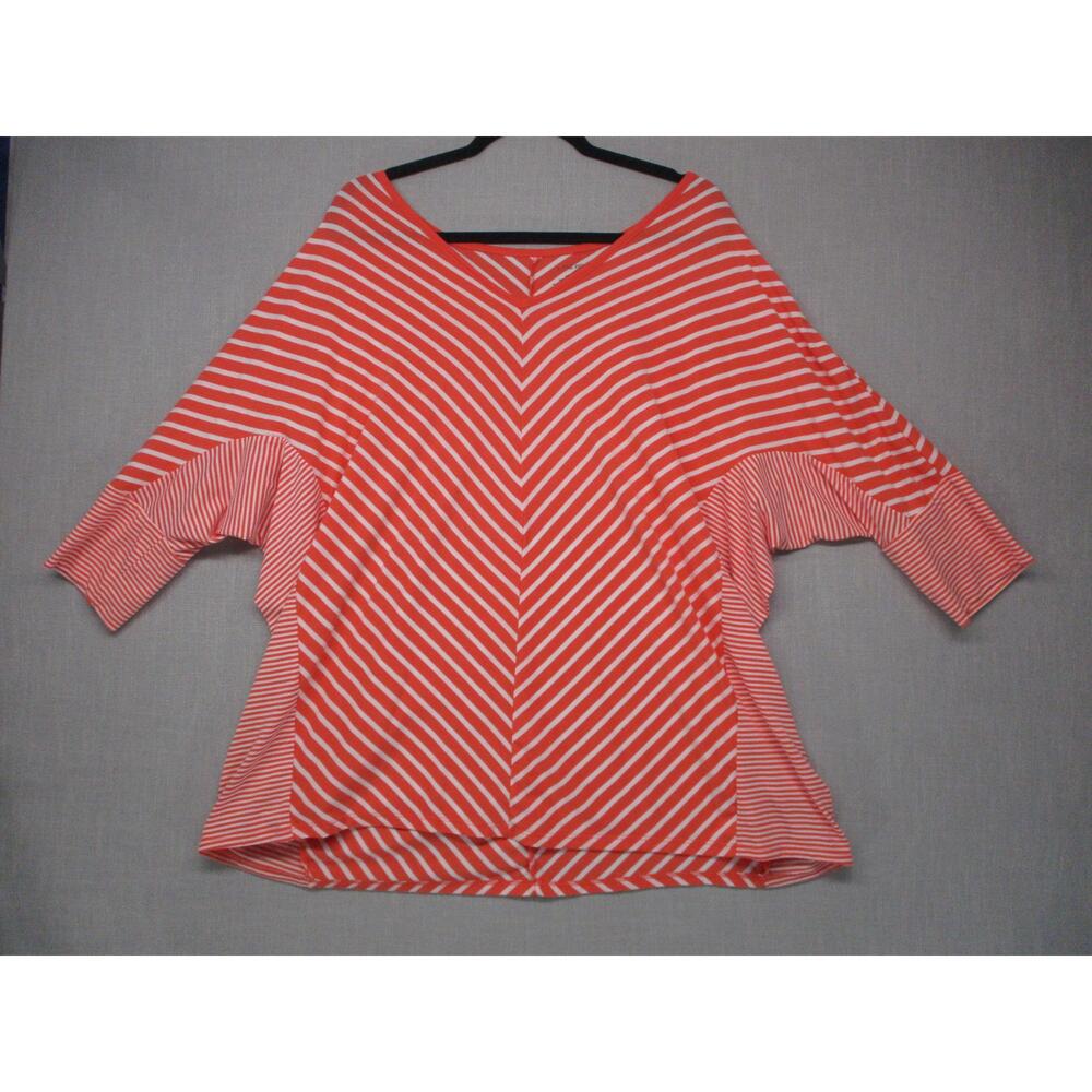 Lane Bryant Orange/White Striped Batwing Loose Fit Poncho Top Womens Size 22/24